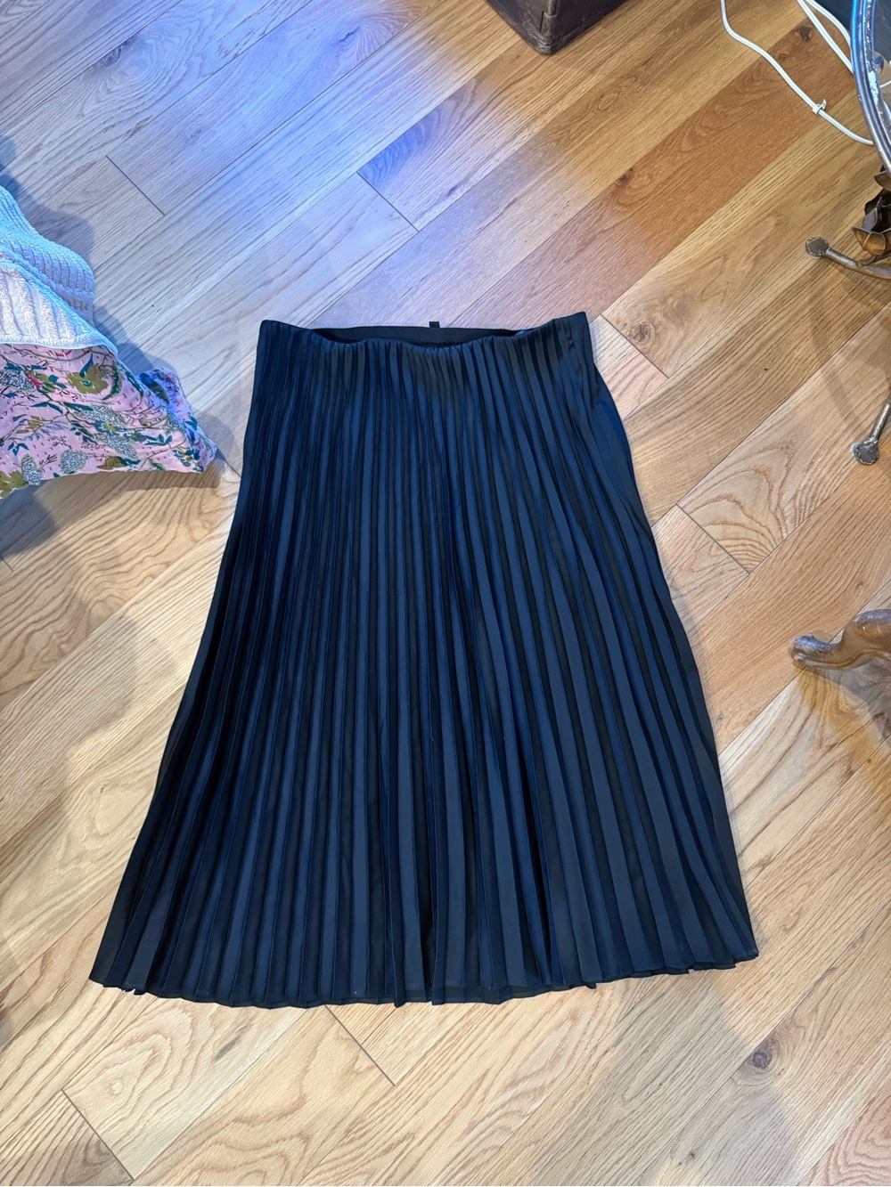 J Crew satin Black Pleated Midi Skirt